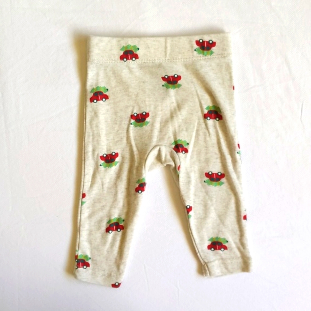 okie dokie red car christmas tree print comfy pants 3 months baby